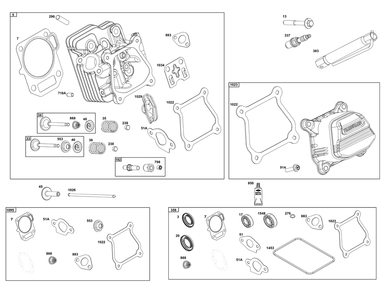 Cylinder Head Group Diagram and Parts List for 12V337-0167-F1 100000 - 19Z999 Briggs and Stratton Engine